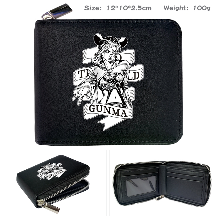 JoJos Bizarre Adventure Anime Full Color Short All Inclusive Zipper Wallet 10x12x2.5cm