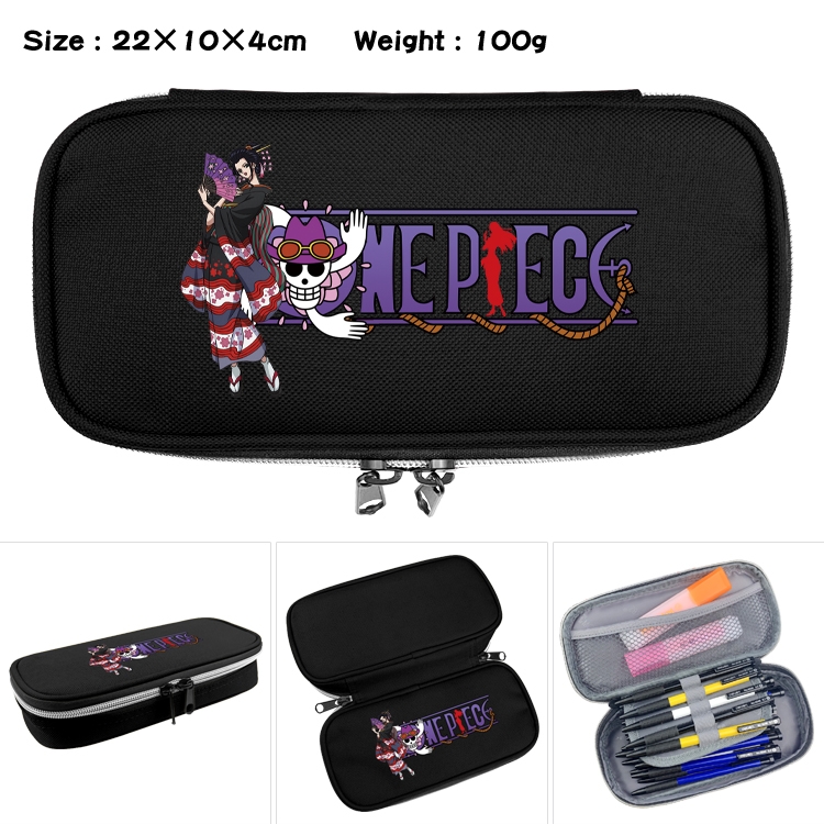 One Piece Anime Waterproof canvas zipper clamshell pencil case pencil case 22x10x4cm