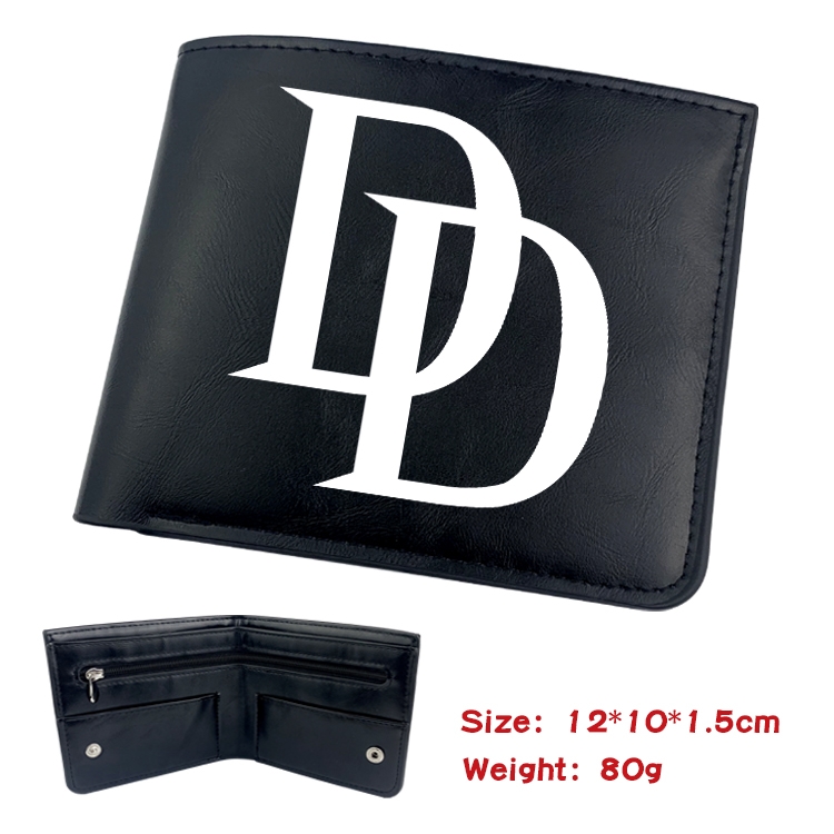 Super hero Anime Black Leather Magnetic Buckle Two Fold Card Holder Wallet 22.5X13.5CM