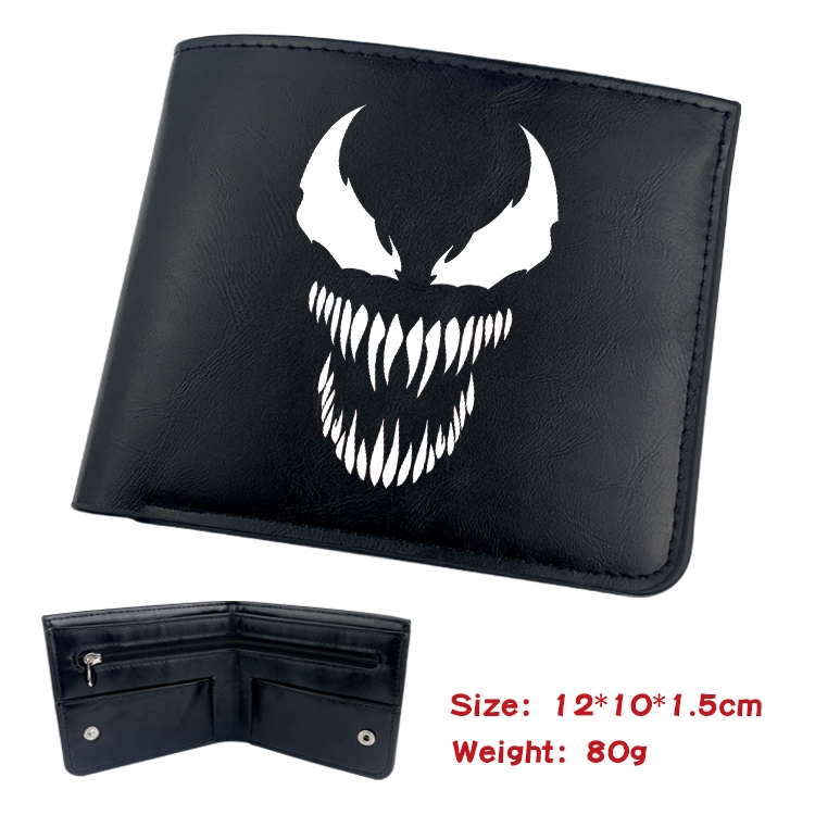 Super hero Anime Black Leather Magnetic Buckle Two Fold Card Holder Wallet 22.5X13.5CM