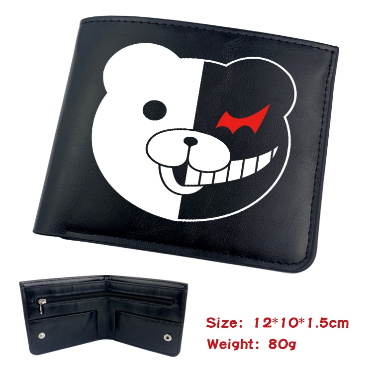 Dangan-Ronpa Anime Black Leather Magnetic Buckle Two Fold Card Holder Wallet 22.5X13.5CM