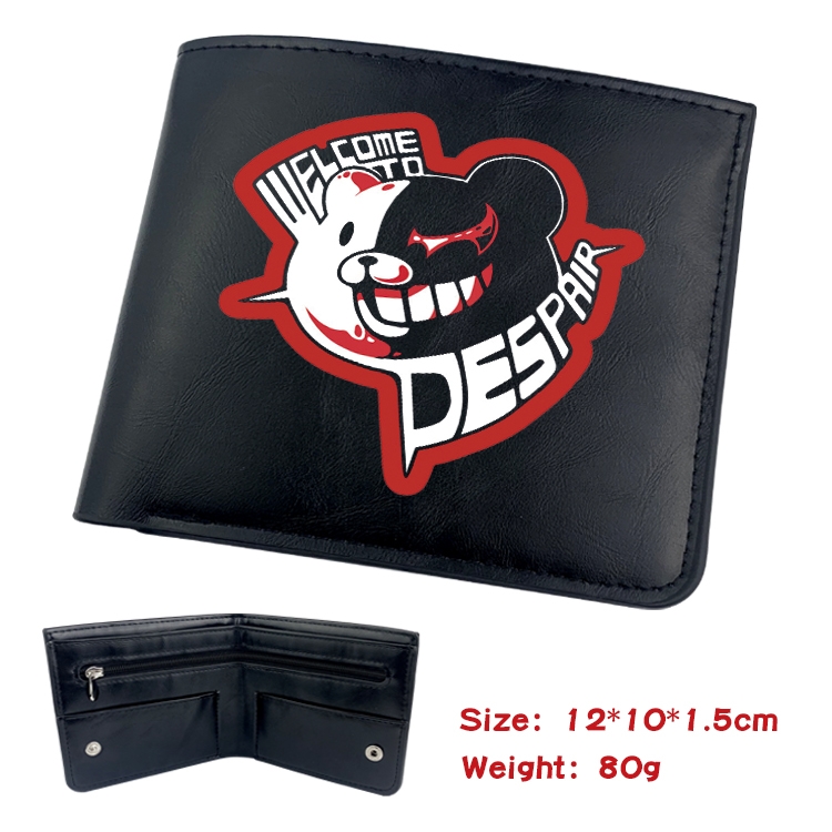 Dangan-Ronpa Anime Black Leather Magnetic Buckle Two Fold Card Holder Wallet 22.5X13.5CM