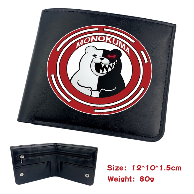 Dangan-Ronpa Anime Black Leather Magnetic Buckle Two Fold Card Holder Wallet 22.5X13.5CM