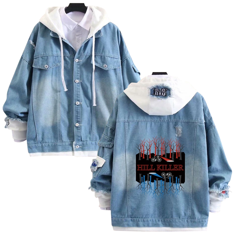  Stranger Things anime stitching denim jacket top sweater from S to 4XL