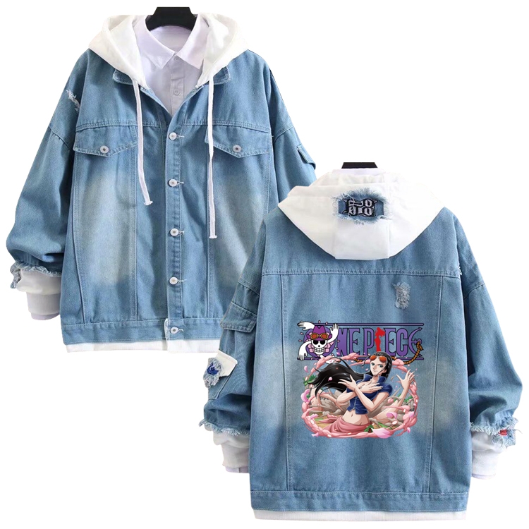 One Piece anime stitching denim jacket top sweater from S to 4XL