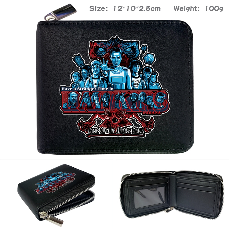 Stranger Things Anime Full Color Short All Inclusive Zipper Wallet 10x12x2.5cm