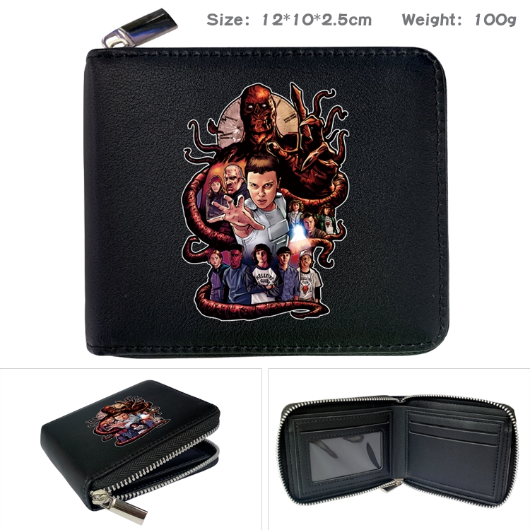 Stranger Things Anime Full Color Short All Inclusive Zipper Wallet 10x12x2.5cm