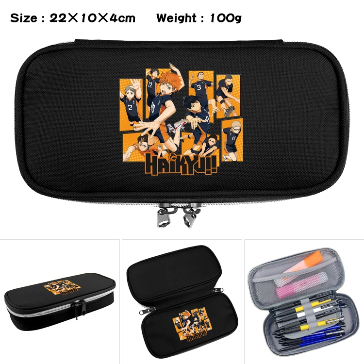 Haikyuu!! Anime Waterproof canvas zipper clamshell pencil case pencil case 22x10x4cm