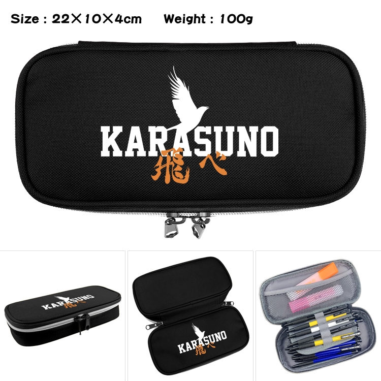 Haikyuu!! Anime Waterproof canvas zipper clamshell pencil case pencil case 22x10x4cm