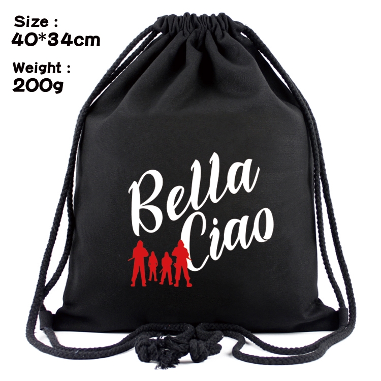 Money Heist Anime Coloring Book Drawstring Backpack 40X34cm 200g