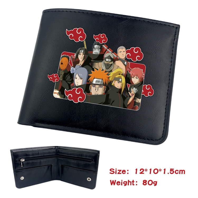 Naruto Anime Black Leather Magnetic Buckle Two Fold Card Holder Wallet 22.5X13.5CM