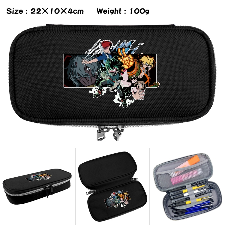 My Hero Academia Anime Waterproof canvas zipper clamshell pencil case pencil case 22x10x4cm