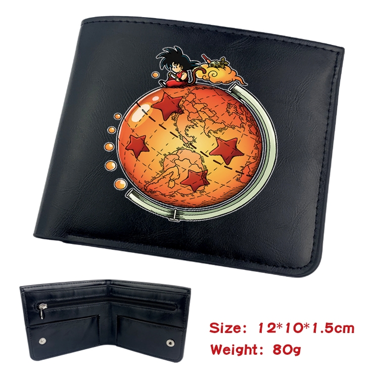 DRAGON BALL Anime Black Leather Magnetic Buckle Two Fold Card Holder Wallet 22.5X13.5CM 