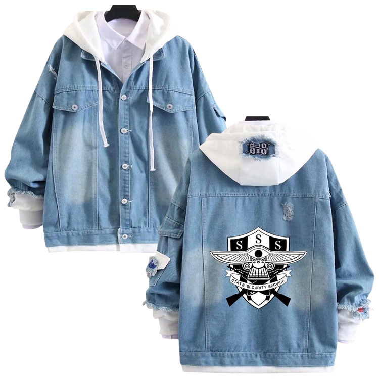 SPY×FAMILY anime stitching denim jacket top sweater from S to 4XL