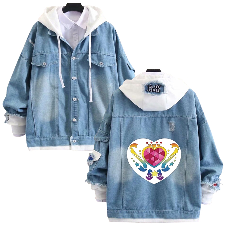 sailormoon anime stitching denim jacket top sweater from S to 4XL