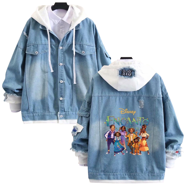 full house of magic anime stitching denim jacket top sweater from S to 4XL