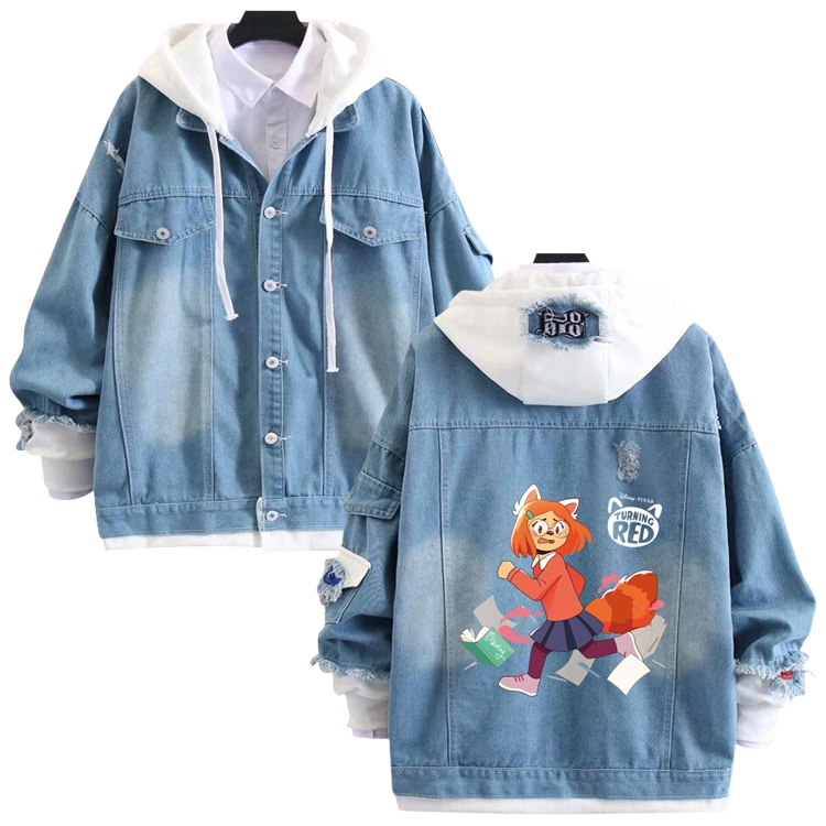 Turning Red anime stitching denim jacket top sweater from S to 4XL