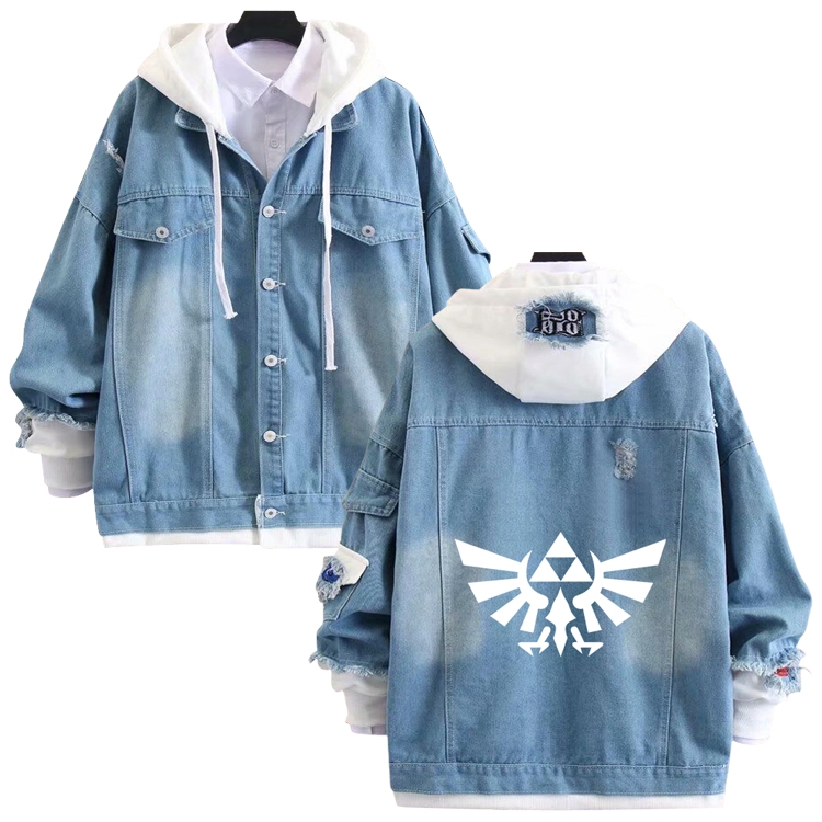 The Legend of Zelda anime stitching denim jacket top sweater from S to 4XL