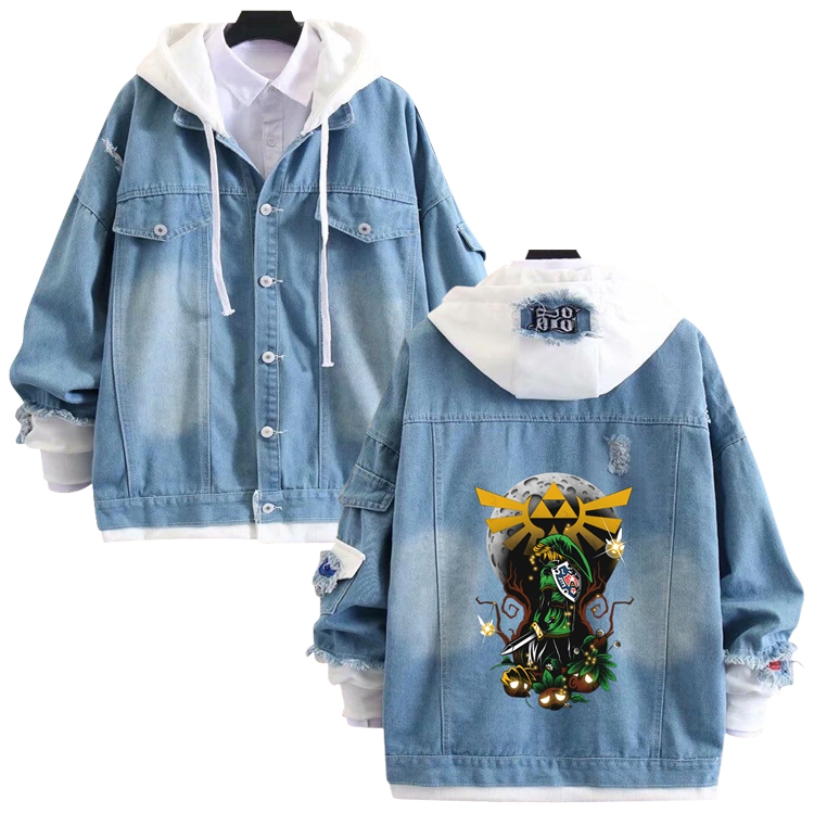 The Legend of Zelda anime stitching denim jacket top sweater from S to 4XL