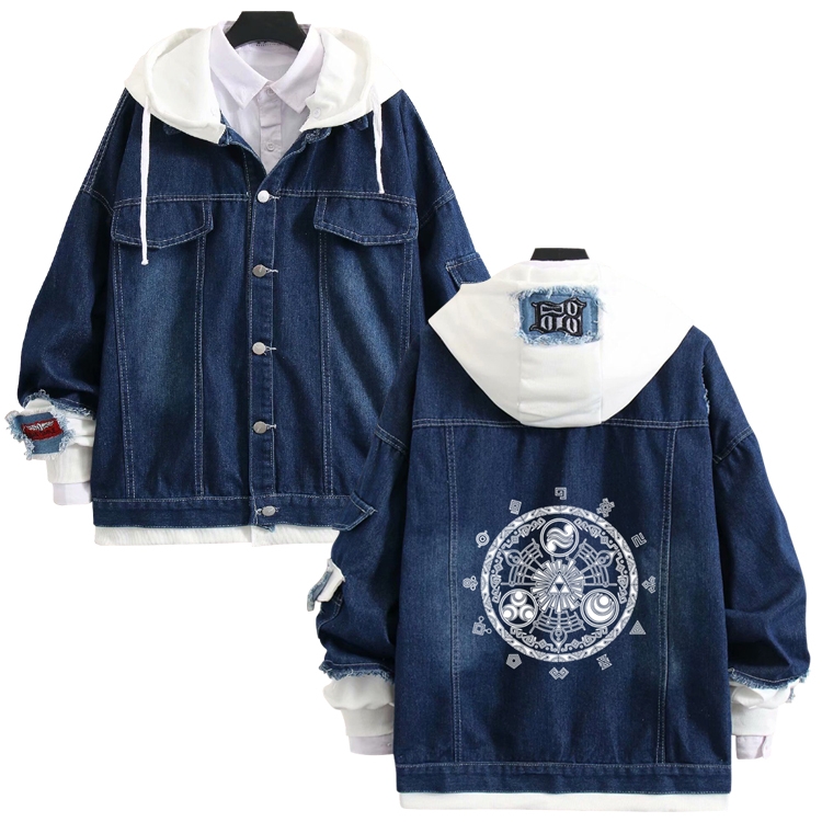 The Legend of Zelda anime stitching denim jacket top sweater from S to 4XL