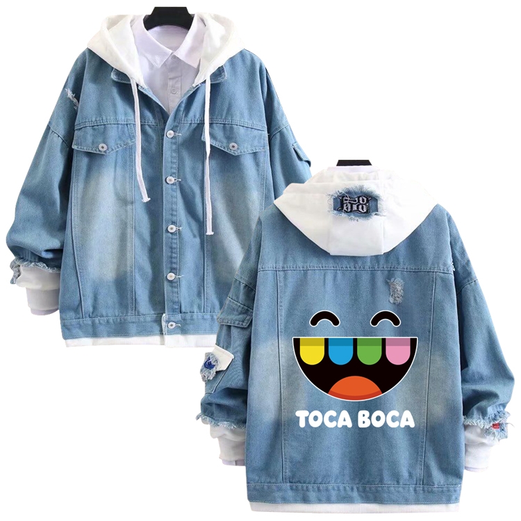 toca life world anime stitching denim jacket top sweater from S to 4XL