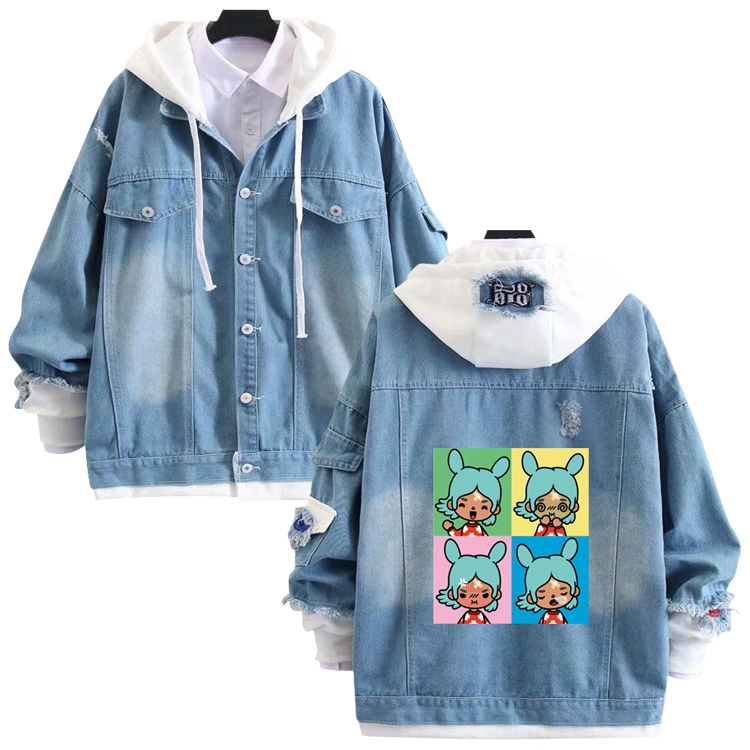 toca life world anime stitching denim jacket top sweater from S to 4XL