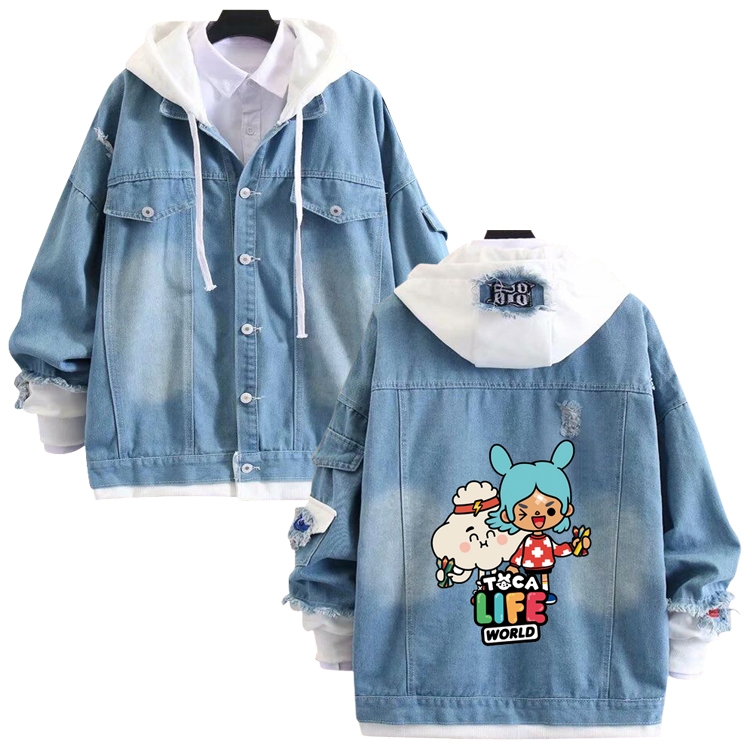 toca life world anime stitching denim jacket top sweater from S to 4XL