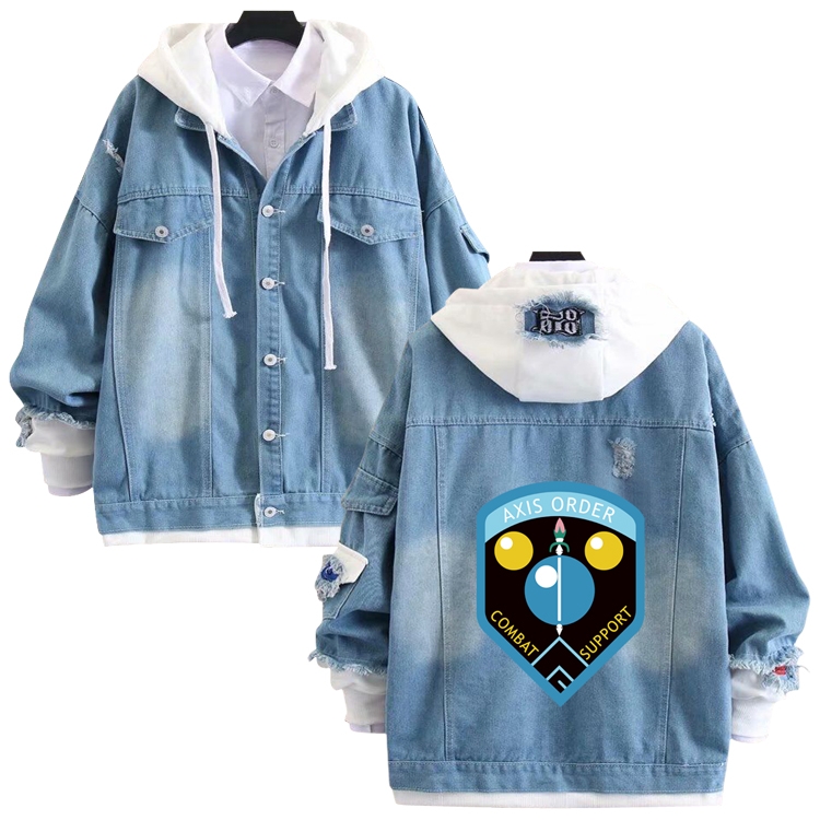 Blessings for a better world anime stitching denim jacket top sweater from S to 4XL