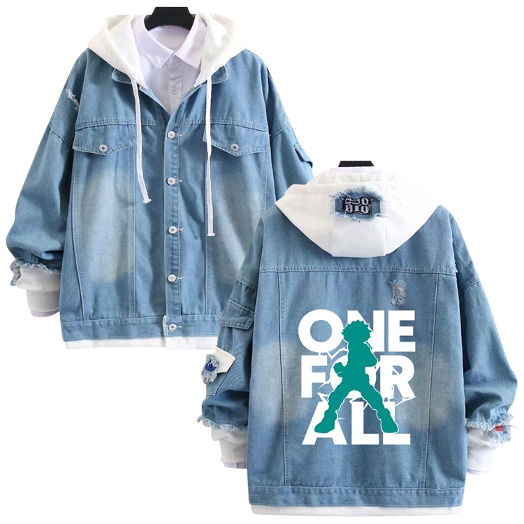 My Hero Academia anime stitching denim jacket top sweater from S to 4XL