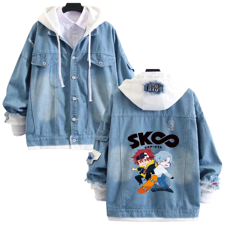 SK∞ anime stitching denim jacket top sweater from S to 4XL