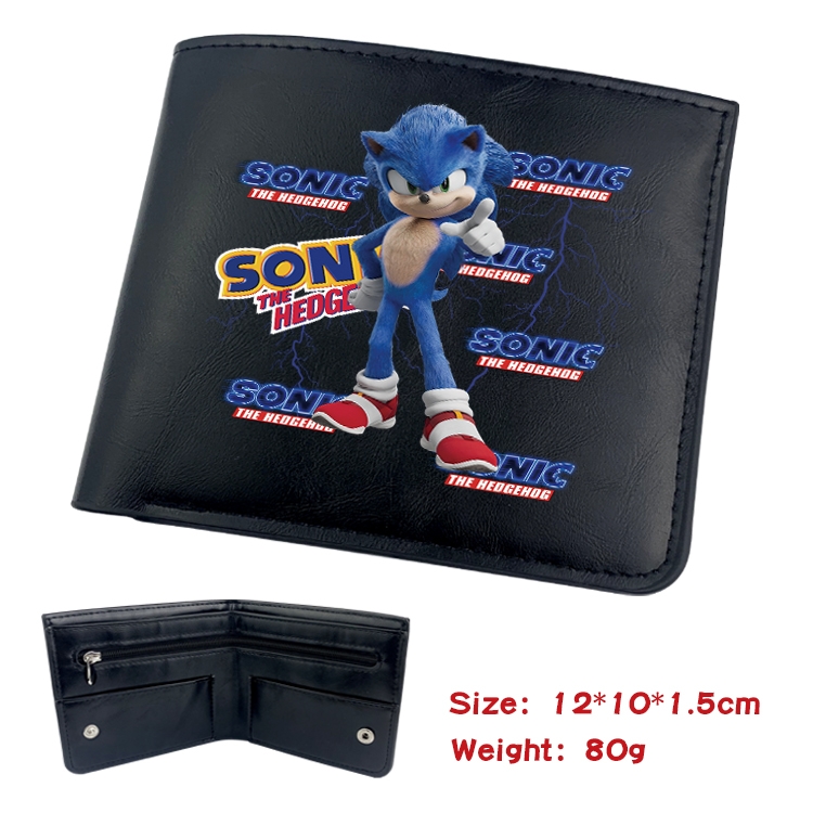 Sonic The Hedgehog Anime inner buckle magnetic buckle two fold wallet 22.5X13.5CM 