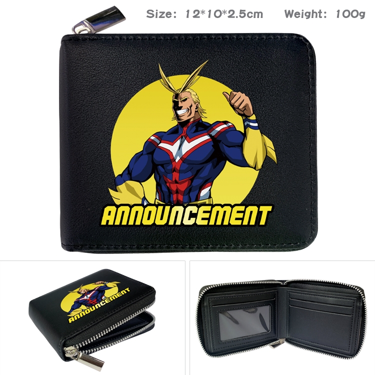 My Hero Academia Anime Full Color Short All Inclusive Zipper Wallet 10x12x2.5cm