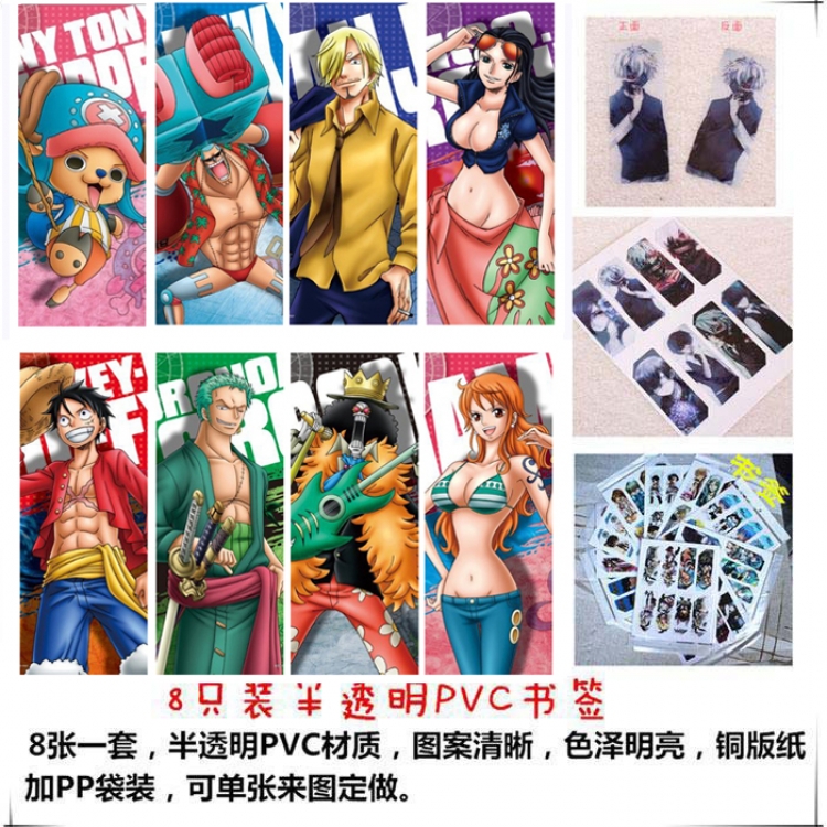 One Piece PVC Delicate Edition Frosted Bookmark a set of 8 price for 5 sets  