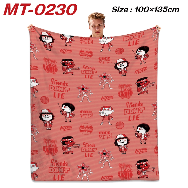 Stranger Things Anime Flannel Blanket Air Conditioning Quilt Double Sided Printing 100x135cm MT-0230
