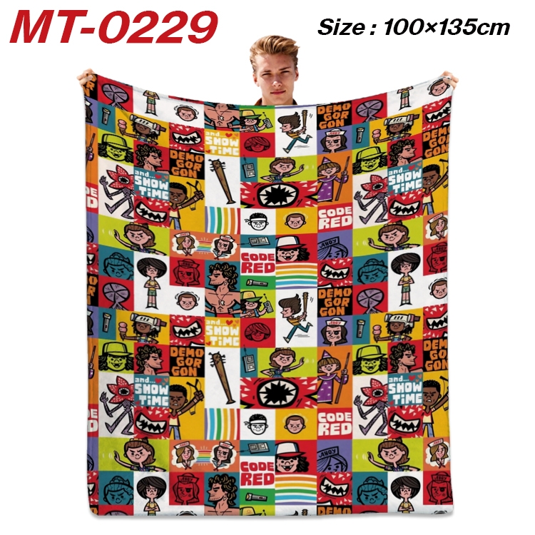 Stranger Things Anime Flannel Blanket Air Conditioning Quilt Double Sided Printing 100x135cm MT-0229