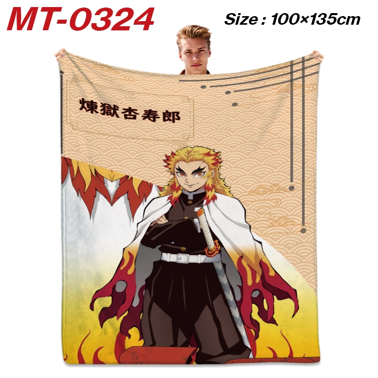 Demon Slayer Kimets Anime Flannel Blanket Air Conditioning Quilt Double Sided Printing 100x135cm  MT-0324