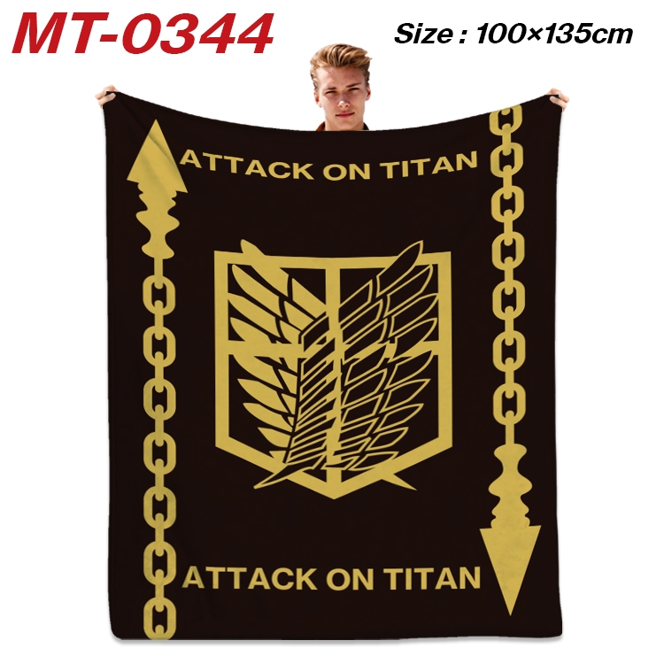 Shingeki no Kyojin Anime Flannel Blanket Air Conditioning Quilt Double Sided Printing 100x135cm MT-0344