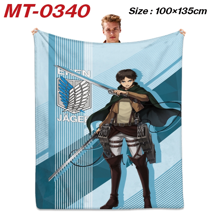 Shingeki no Kyojin Anime Flannel Blanket Air Conditioning Quilt Double Sided Printing 100x135cm  MT-0340