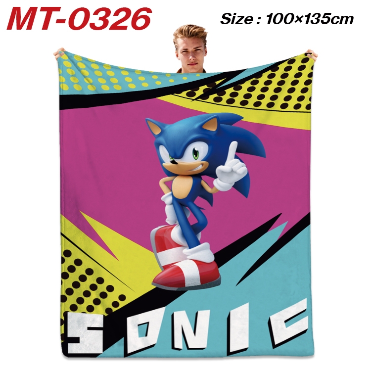 Sonic The Hedgehog Anime Flannel Blanket Air Conditioning Quilt Double Sided Printing 100x135cm  MT-0326