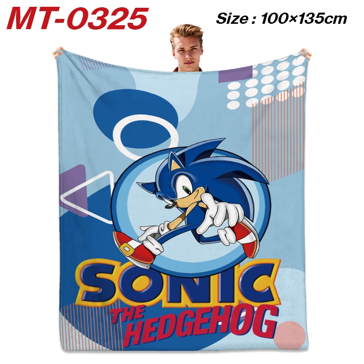 Sonic The Hedgehog Anime Flannel Blanket Air Conditioning Quilt Double Sided Printing 100x135cm  MT-0325