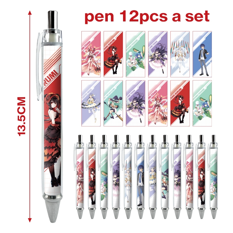 Date-A-Live anime peripheral student ballpoint pen a set of 12