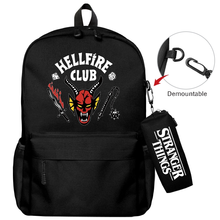 Stranger Things Anime Backpack School Bag  Small Pencil Case Set 43X35X12CM