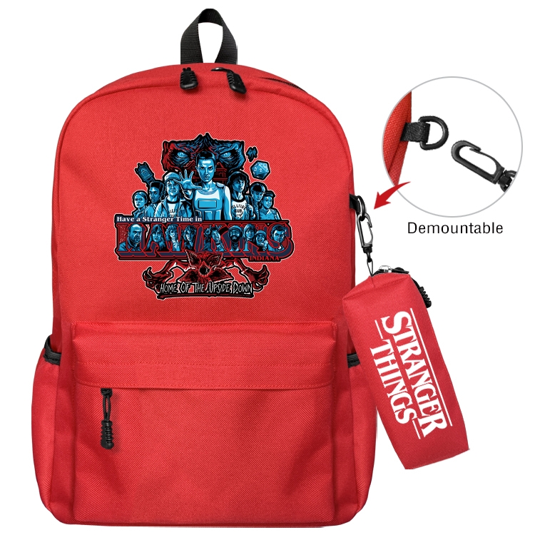 Stranger Things Anime Backpack School Bag  Small Pencil Case Set 43X35X12CM