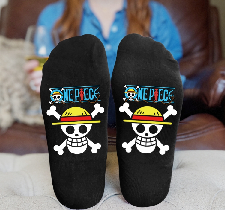 One Piece Anime Knitted Print Socks Adult One Size Tube Height 15cm  1A
