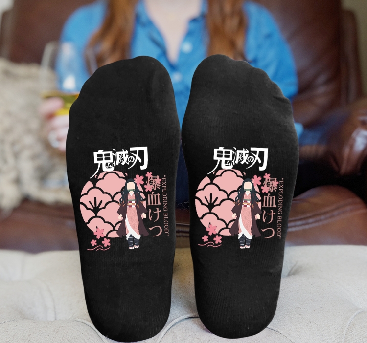 Demon Slayer Kimets Anime Knitted Print Socks Adult One Size Tube Height 15cm 3A