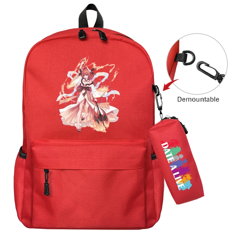 Date-A-Live Anime Backpack School Bag  Small Pencil Case Set 43X35X12CM