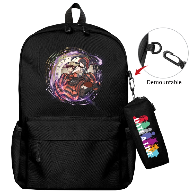 Date-A-Live Anime Backpack School Bag  Small Pencil Case Set 43X35X12CM