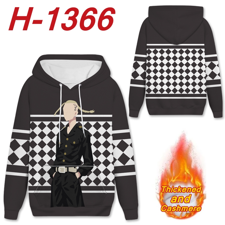 Tokyo Revengers Anime plus velvet padded pullover hooded sweater from S to 4XL H-1366