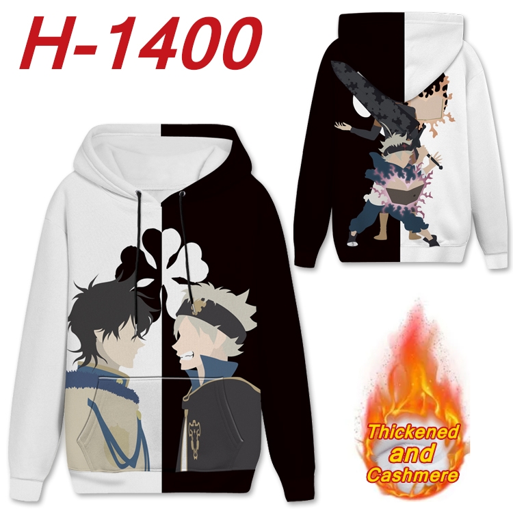 black clover Anime plus velvet padded pullover hooded sweater from S to 4XL H-1400
