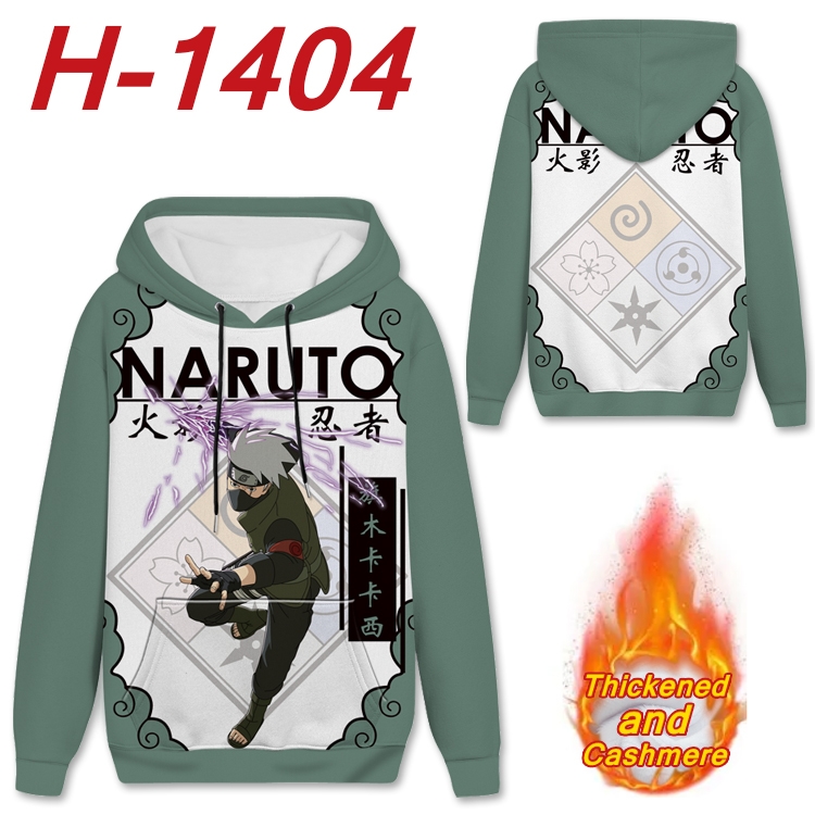Naruto Anime plus velvet padded pullover hooded sweater from S to 4XL H-1404